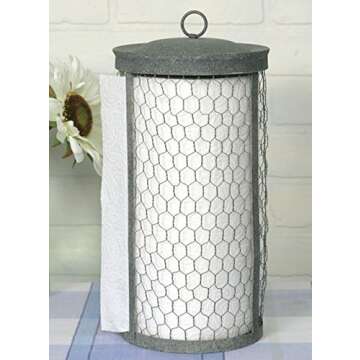 Colonial Tin Works Chicken Wire Paper Towel Holder (Grey) (Gray)