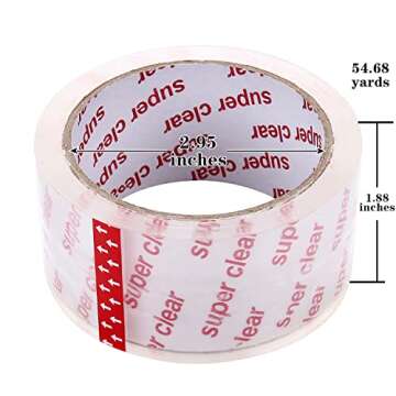 I GO Clear Packing Tape, Packaging Tape Refills for Shipping Moving Box Mailing Storage Sealing, 1.88" Width x 54.68 yd. Length, 2.95" Core, Crystal Clear, 1.97 mils/0.05 mm Thick (18 Rolls per Pack)