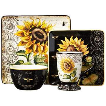 Certified International French Sunflower 16 pc. Dinnerware Set, Service for 4, Multicolored