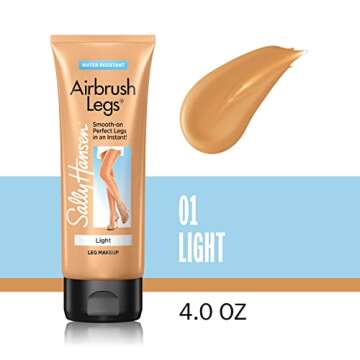 Sally Hansen Airbrush Legs®, Leg Makeup, Light, Easy Application, Flawless Looking Legs, Water Resistant, Transfer Proof Lotion