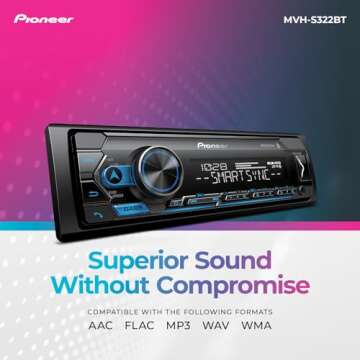 Pioneer MVH-S322BT Bluetooth Car Stereo with USB/AUX Inputs, Smartphone Connectivity, Pioneer Smart Snyc, and Hands-Free Calling for Enhanced In-Car Audio Experience