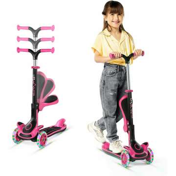 Foldable Kids Scooter with LED Lights – Pink