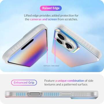 LONLI Hue - for iPhone 16 Pro Case - Holographic Iridescent Phone Case - Cute, Unique and Aesthetic Phone Cover - [360° Shock-Absorbent Bumper] - [4 Airbag Cushioned Corners]