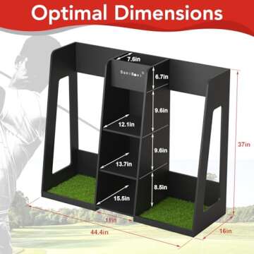 Golf Bag Organizer Storage Rack Stand Holder Fits 2 Extra Large Golf Club Bags and Multiple Golfing Equipment Accessories Great Gifts for Any Skill Level Golfer in Garage Shed Basement Indoor Outdoor