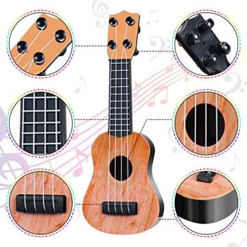 3 Pcs Toy Ukulele Guitar for Kids Mini Ukulele Kids Toy Classical Ukulele Guitar Musical Instrument Kids Toy Guitar Baby Kids Cute Guitar Developmental Educational Toy (Classic Style)