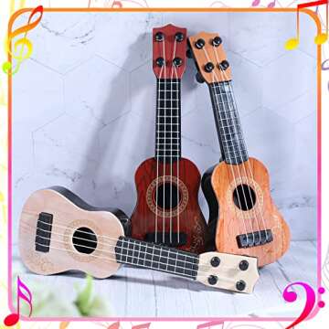 3 Pcs Toy Ukulele Guitar for Kids Mini Ukulele Kids Toy Classical Ukulele Guitar Musical Instrument Kids Toy Guitar Baby Kids Cute Guitar Developmental Educational Toy (Classic Style)