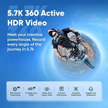 Insta360 X3 Motorcycle Kit- Waterproof 360 Action Camera with 1/2" 48MP Sensors, 5.7K Active HDR Video, 72MP 360 Photo, 4K Single-Lens, 60fps Me Mode, Stabilization, 2.29" Touchscreen, AI Editing