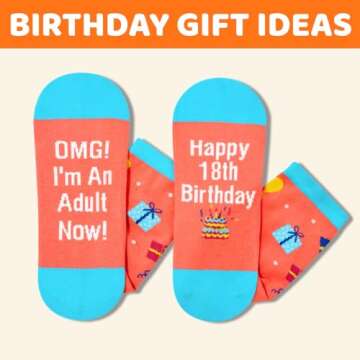 Zmart 18th Birthday Gifts for 18 Year Old Girl, 18 Year Old Girl Gift Ideas, Happy 18th Birthday Socks