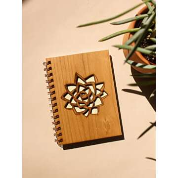 Succulent Wood Blank Nature Journal [Hardcover Spiral Garden Notebook for Mom, Women, Gratitude, Travel, Prayer, Writing, Food, Fitness, Workout, Art, Mindfulness, Wellness, Yoga, Made in the USA]