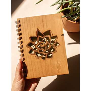 Succulent Wood Blank Nature Journal [Hardcover Spiral Garden Notebook for Mom, Women, Gratitude, Travel, Prayer, Writing, Food, Fitness, Workout, Art, Mindfulness, Wellness, Yoga, Made in the USA]