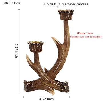 OLHAPZP Deer Antler Candle Holders, Rustic Candlestick Holders Farmhouse Decor Style for Wedding Centerpieces, Living Room, Bathroom, Dining Room(2 PCS)