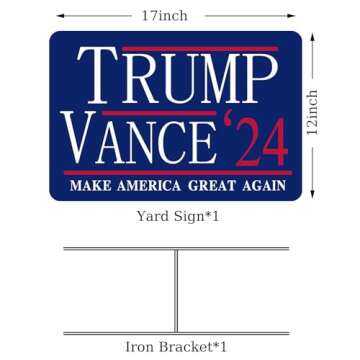 Trump JD Vance Yard Signs 2024, Double Sided Display MAGA Yard Signs With Metal Bracket, Trump Merchandise Clear Pattern Reinforcement Fade Resistant for Outdoor Decorations