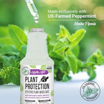 Mighty Mint Peppermint Plant Protection Spray for Insects, Gnats, Fungus, Mites, and Disease, 16 oz