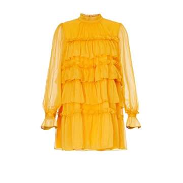 Adam Lippes Collective RTR Design Collective Tiered Ruffle Dress, Yellow, 12