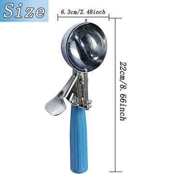 1 Pcs Stainless Steel Ice Cream Scoop Set Dishers Scoops Cookie Scoop Set Food Scoop, Blue Handle (2.48 Inch)