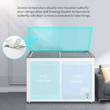 Chest Double Door Deep Freezers with Removable Baskets,Automatic Defrosting & Mechanical Temperature Control for Apartments, Dormitories Garage White