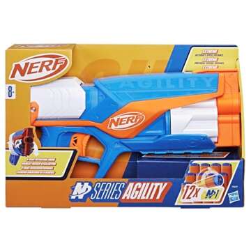 Nerf N Series Agility Blaster, 12 N1 Darts Compatible Only N Series Blasters, 6 Dart Drum, Kids Outdoor Games