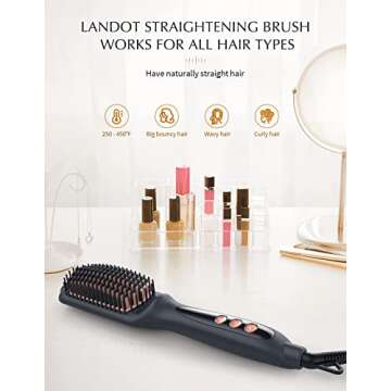 LANDOT Hair Straightening Brush for Smooth Frizz-Free Hair