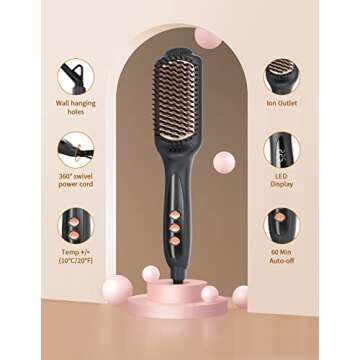 LANDOT Hair Straightening Brush for Smooth Frizz-Free Hair