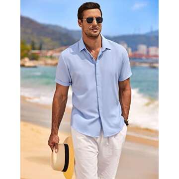 Stylish COOFANDY Men's Linen Casual Button Down Short Sleeve Shirt