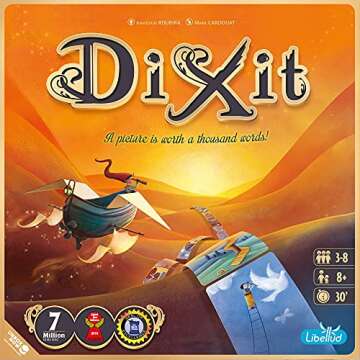 Dixit Board Game - The Award-Winning Game of Imagination and Creativity! Fun Family Storytelling Game for Kids & Adults, Ages 8+, 3-6 Players, 30 Minute Playtime, Made by Libellud