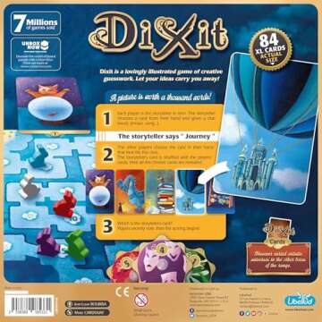 Dixit Board Game - The Award-Winning Game of Imagination and Creativity! Fun Family Storytelling Game for Kids & Adults, Ages 8+, 3-6 Players, 30 Minute Playtime, Made by Libellud