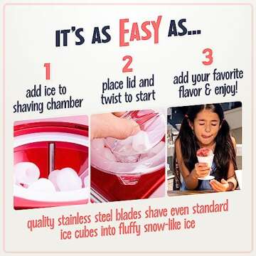 Nostalgia Snow Cone Shaved Ice Machine - Makes 20 Icy Treats - Includes 1 Reusable Plastic Cup - Retro Red