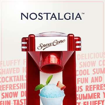 Nostalgia Snow Cone Shaved Ice Machine - Makes 20 Icy Treats - Includes 1 Reusable Plastic Cup - Retro Red