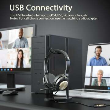 USB Headset with Microphone - Perfect for Work & Online