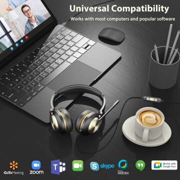 USB Headset with Microphone - Perfect for Work & Online