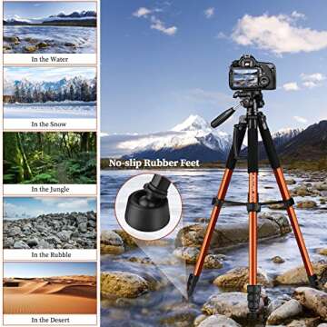 JOILCAN Tripod Camera Tripods, 74" Tripod for Camera Cell Phone Video Photography, Heavy Duty Tall Camera Tripod Stand, Professional Travel DSLR Tripods Compatible with Canon iPhone, Max Load 15 LB