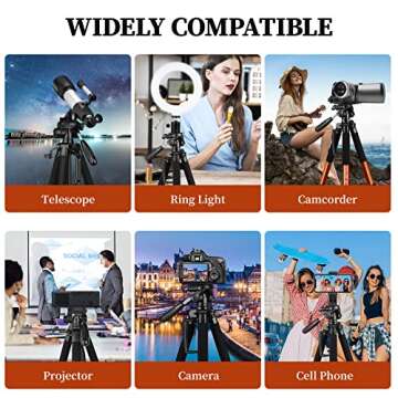 JOILCAN Tripod Camera Tripods, 74" Tripod for Camera Cell Phone Video Photography, Heavy Duty Tall Camera Tripod Stand, Professional Travel DSLR Tripods Compatible with Canon iPhone, Max Load 15 LB