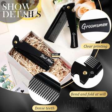 Folding Beard Comb Set - Ideal Grooming Gift for Men