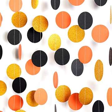 Black-Orange Gold Halloween Party-Decorations Streamers-Garland - 52ft Birthday Baby Shower Decorations Paper Banner, Graduation 2025 Glitter Hanging Decoration Bunting Supplies Lasting Surprise