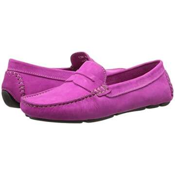 Massimo Matteo Penny Keeper - Loafers for Women - Rich Nubuck - Leather Upper - Cushioned Leather Footbed Hot Pink Nubuck 7.5 M