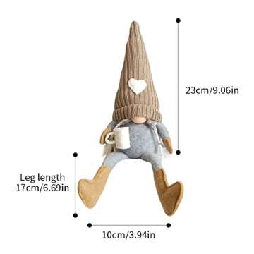 JstDoit 2 Pcs Gnomes Plush Bar Decor, Handmade Swedish Tomte Gifts Farmhouse Scandinavian Figurine Gnome for Home Kitchen Coffee Station Table Shelf (Brown)