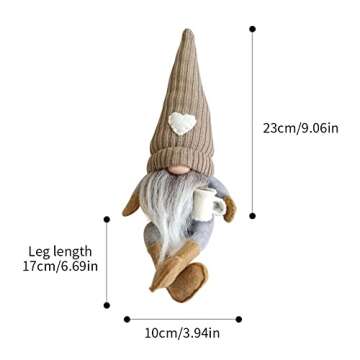 JstDoit 2 Pcs Gnomes Plush Bar Decor, Handmade Swedish Tomte Gifts Farmhouse Scandinavian Figurine Gnome for Home Kitchen Coffee Station Table Shelf (Brown)