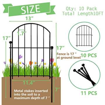 Thrivinest Decorative Garden Fence 21in x10ft - Elegant Outdoor Border