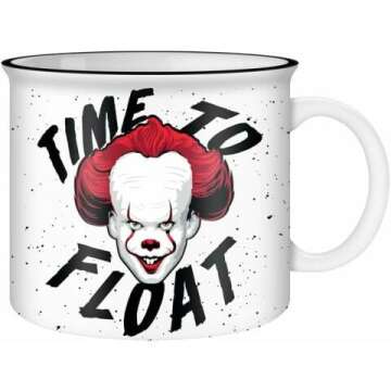 Silver Buffalo IT “Time to Float” Ceramic Camper Mug Featuring Pennywise, 20 Ounces