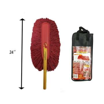 California Car Duster 62442 Standard Car Duster with Wooden Handle,Red