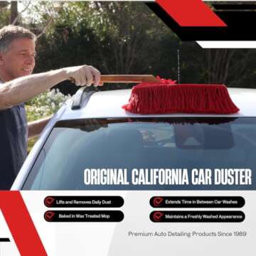 California Car Duster 62442 Standard Car Duster with Wooden Handle,Red