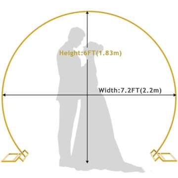 Wokceer Wedding Arch 7.2FT Round Backdrop Stand Gold Metal Circle Backdrop Stand Circle Balloon Arch Stand Frame for Birthday Party Bridal Shower Anniversary Ceremony Candy Tables Celebration