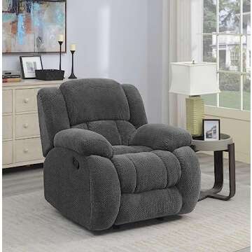 Coaster Home Furnishings Weissman Upholstered Glider Recliner Charcoal