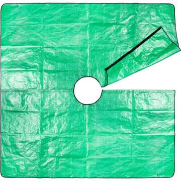 Landscape Tarp for Trimming with 12 inch Hole -Garden Tree Pruning Waterproof Tarp,Four Corners Has Corner Buckles Can Stand Up Fasten Around Trees and Shrubs