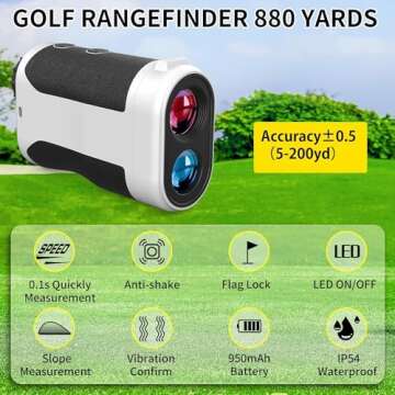 Kipwochin Golf Rangefinder with Slope, Type-C 880 Yards Range Finder, Flag Lock with Vibration,0.1S Measurement,USB Rechargeable Laser Rangefinder for Golf & Hunting