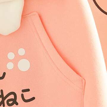 Cute Kawaii Cat Graphic Hoodie for Girls