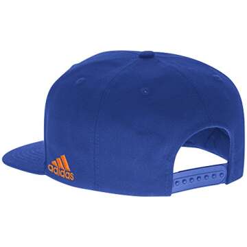 NBA New York Knicks Men's High Box Flat Brim Snapback Cap, One Size, Blue