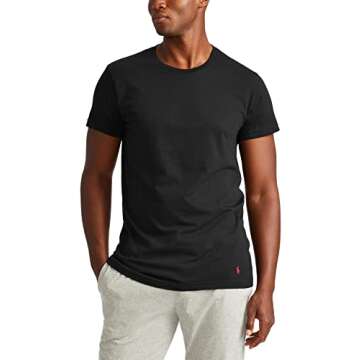 POLO RALPH LAUREN Men's Classic Fit Cotton Crew Tee, Polo Black/Red, Small