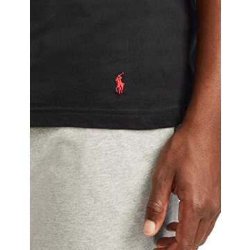 POLO RALPH LAUREN Men's Classic Fit Cotton Crew Tee, Polo Black/Red, Small