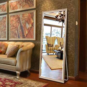 Hans & Alice 65"x24" Rectangular Bathroom Full Length Floor Mirror Standing or Hanging(Champagne)